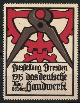 Reklamemarke Dresden, Ausstellung Das deutsche Handwerk 1915, Zange und Zahnrad