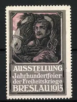 Reklamemarke Breslau, Ausstellung zur Jahrhundertfeier 1913, Schill mit Pferd