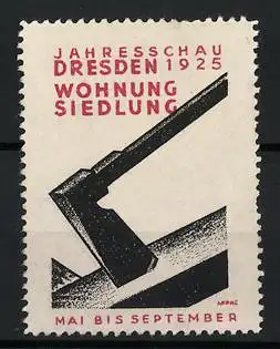 Reklamemarke Dresden, Jahresschau Wohnung & Siedlung 1925, Messelogo Beil