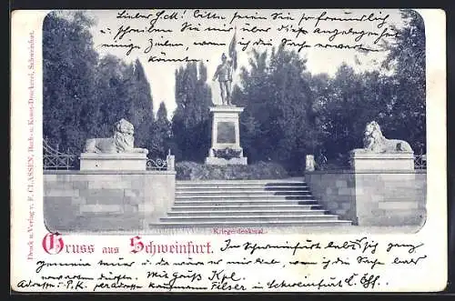 AK Schweinfurt, Blick aufs Kriegerdenkmal