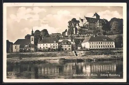 AK Schweinfurt, Schloss Mainberg vom Main aus gesehen