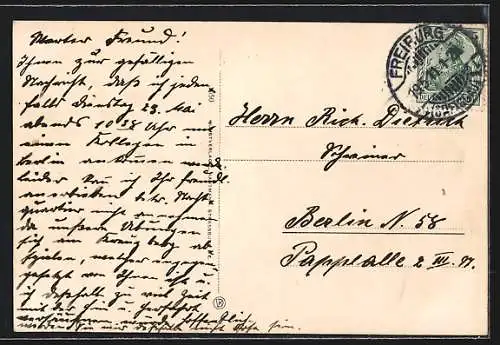 AK Freiburg i. B., Partie am Stadttheater