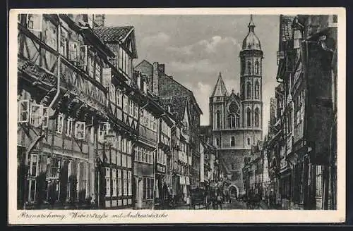 AK Braunschweig, Weberstrasse mit Andreaskirche