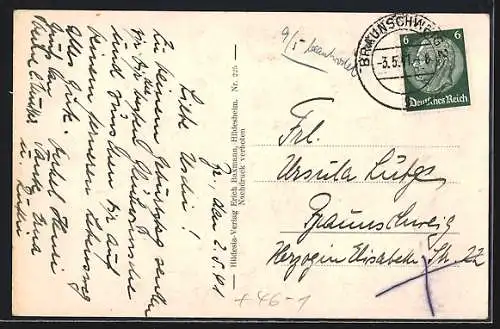 AK Braunschweig, Rathaus und Burgpartie, Strassenbahn