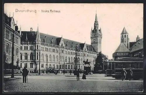 AK Braunschweig, Strassenbahn und das Neue Rathaus