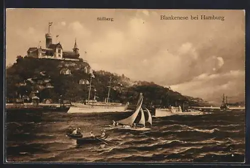 AK Blankenese bei Hamburg, Küstenansicht mit dem Süllberg