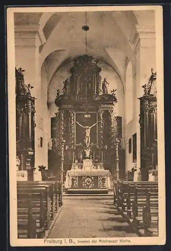 AK Freiburg i. Br., Inneres der Adelhauser Kirche