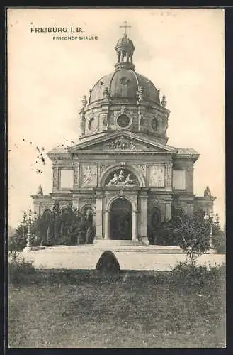 AK Freiburg i. B., Totalansicht der Friedhofshalle