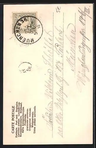 AK München, Münchner Kindl, Marienplatz