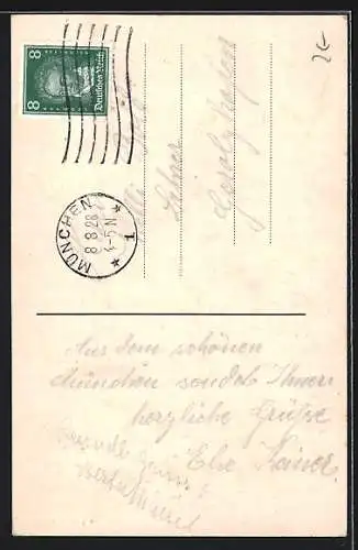 AK München-Au, Altes Rathaus mit Strassenpartie