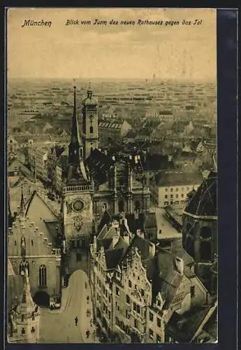 AK München-Au, Blick vom Turm des neuen Rathauses gegen das Tal