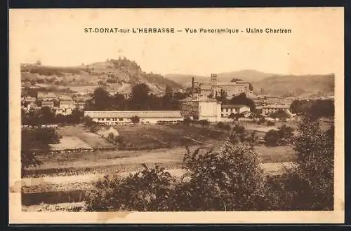 AK Saint-Donat-sur-l'Herbasse, vue panoramique et usine Chartron