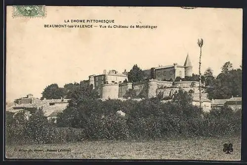 AK Beaumont-les-Valence, Vue du Chateau de Montéléger