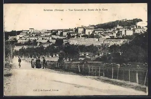 AK Livron, vue générale et route de la gare