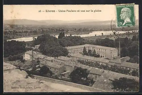 AK Livron, Usine Poulenc et vue sur la plaine