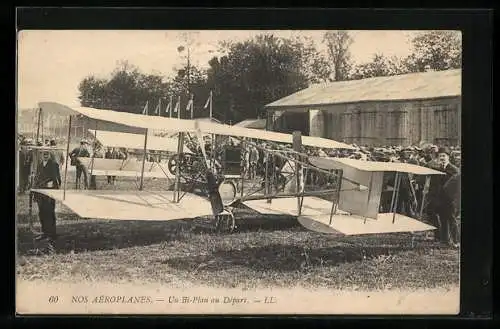 AK Nos Aeroplanes, Un Bi-Plan au Depart