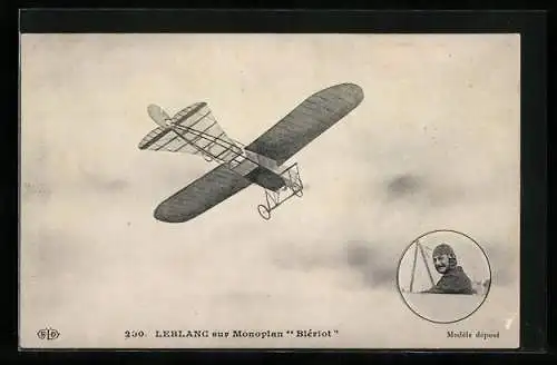 AK Aubrun sur Monoplan Blériot, Flugzeug