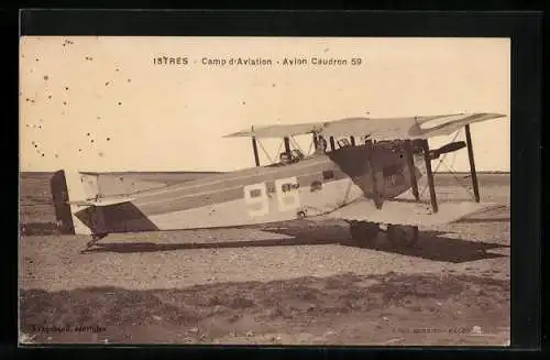 AK Istres, Camp d`Aviation, Avion Caudron 59, Doppeldecker-Flugzeug