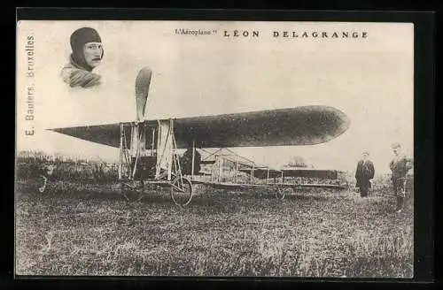 AK L`Aéroplane Léon Delagrange, Doppeldecker-Flugzeug