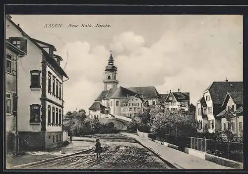 AK Aalen, Blick auf die neue kath. Kirche