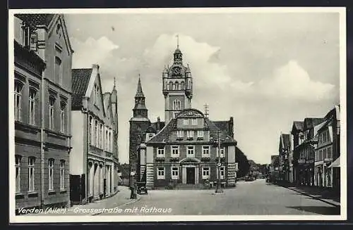 AK Verden, Grossestrasse mit Rathaus