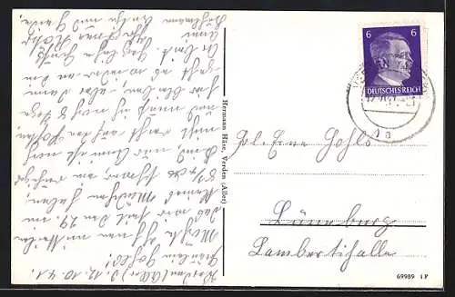 AK Verden, Grossestrasse mit Rathaus