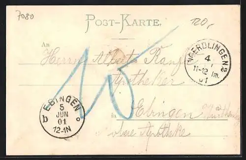 AK Aalen, Teilansicht mit Kirche, Denkmal