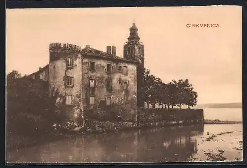 AK Cirkvenica, Partie an alter Villa am Wasser