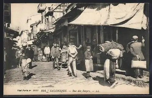 AK Salonique, Rue des Bazars, Strassenpartie im Bazar