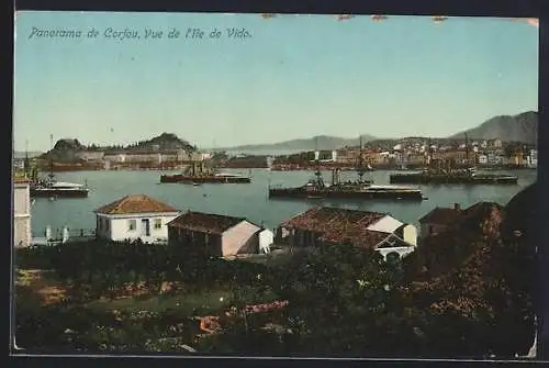 AK Corfou, Panorama, Vue de l`ile de Vido