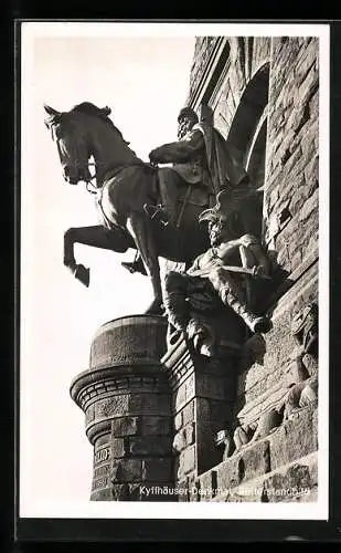 AK Kyffhäuser, Reiterstatue am Denkmal