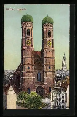 AK München, Blick auf die Frauenkirche