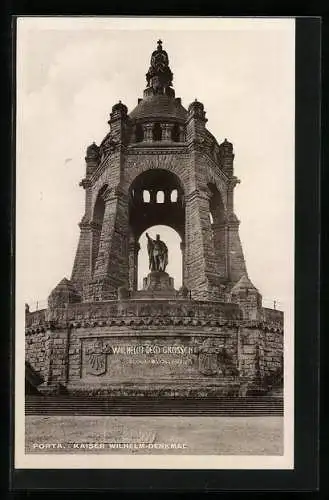 AK Porta, Kaiser Wilhelm-Denkmal mit Statue