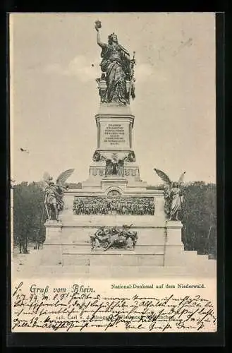 AK Niederwald /Rhein, Nationaldenkmal mit Germania