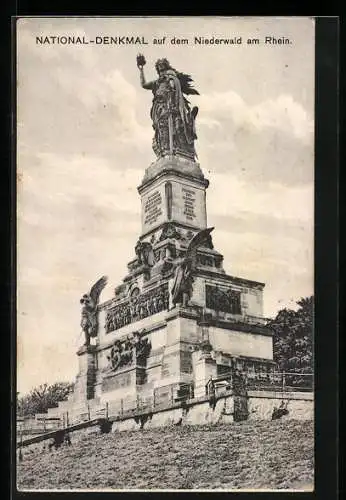 AK Niederwald am Rhein, Blick auf das National-Denkmal