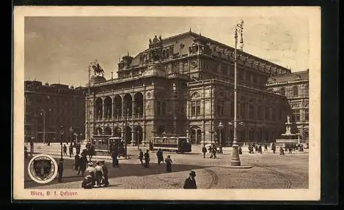 AK Deutscher Schulverein NR.258: Wien, Strassenbahnen an der Hofoper