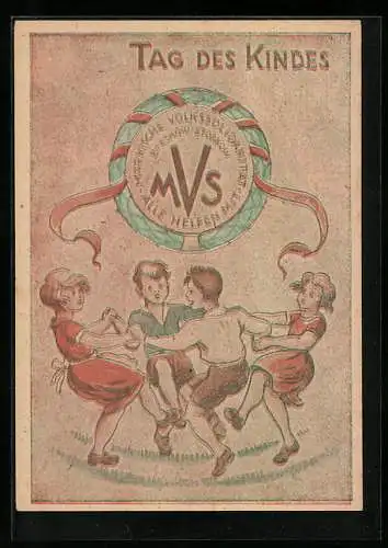 Künstler-AK Beeskow-Storkow, Tag des Kindes 1947, tanzende Kinder