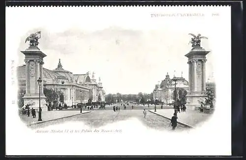 AK Paris, Exposition universelle de 1900, Avenue Nicolas II et les Palais des Beaux-Arts