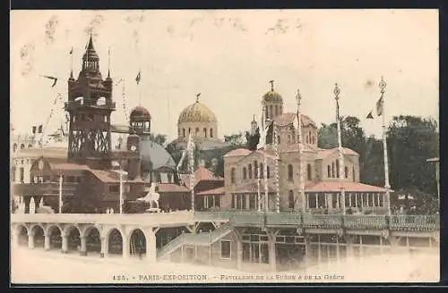 AK Paris, Exposition universelle de 1900, Pavillons de la Suède et de la Grèce