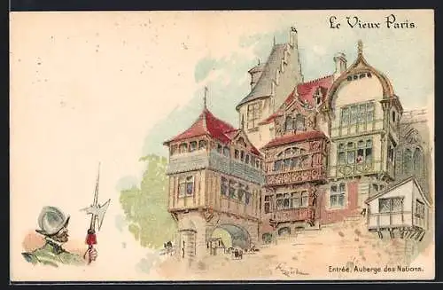 Künstler-AK Paris, Exposition universelle de 1900, Entrée, Auberge des Nations