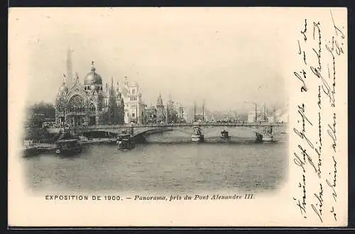 AK Paris, Exposition universelle de 1900, Panorama pris du Pont Alexandre III.