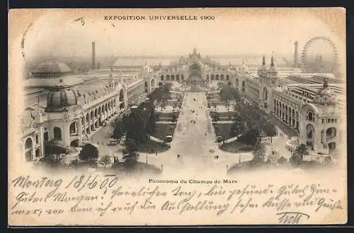 AK Paris, Exposition universelle de 1900, Panorama du Champs de Mars