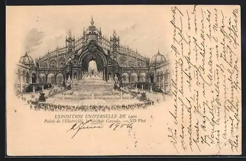 AK Paris, Exposition universelle de 1900, Palais de l`Électricité, La Grande Cascade