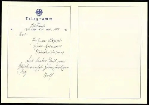 Telegramm Deutsche Reichspost, 1936, Segelschiff auf stürmischer See und Sonnenstrahlen, Entwurf: Hans Bohrdt