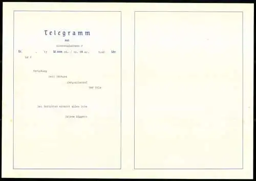 Telegramm Deutsche Reichspost, 1940, Segelschiff auf stürmischer See und Sonnenstrahlen durch Wolken, Entw. Hans Bohrdt