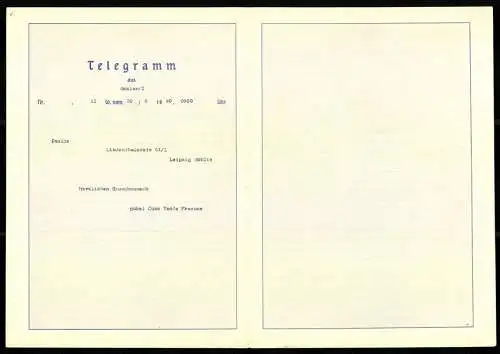 Telegramm Deutsche Reichspost, 1940, Segelschiff auf stürmischer See und Sonnenstrahlen durch Wolkendecke