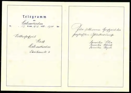 Telegramm Deutsche Reichspost, 1944, Segelschiff auf stürmischer See und Himmelsdurchbruch, Entwurf: Hans Bohrdt