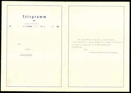 Telegramm Deutsche Reichspost, 1940, Segelschiff auf stürmischer See und Sonnenstrahlen, Entwurf: Hans Bohrdt