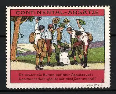 Reklamemarke Continental-Absätze, Pfadfinder prüfen ihre Absätze, Bild 6