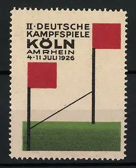 Reklamemarke Köln, II. Deutsche Kampfspiele 1926, Flaggen mit Hochsprungstab